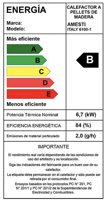 Estufa a pellet 6600W Italy 6100 Amesti